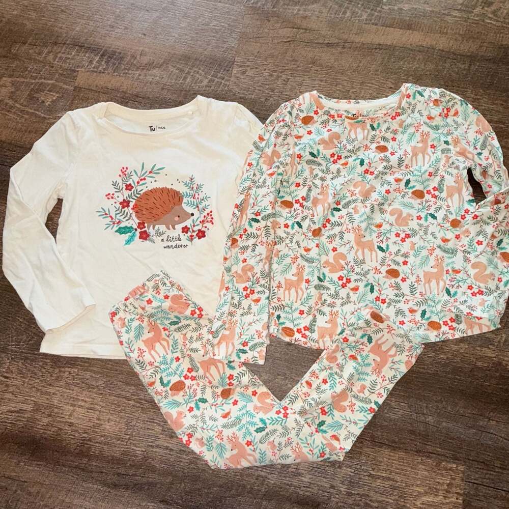Tu Kids Woodland Animal Print Long Sleeve Pajamas Set 4-5